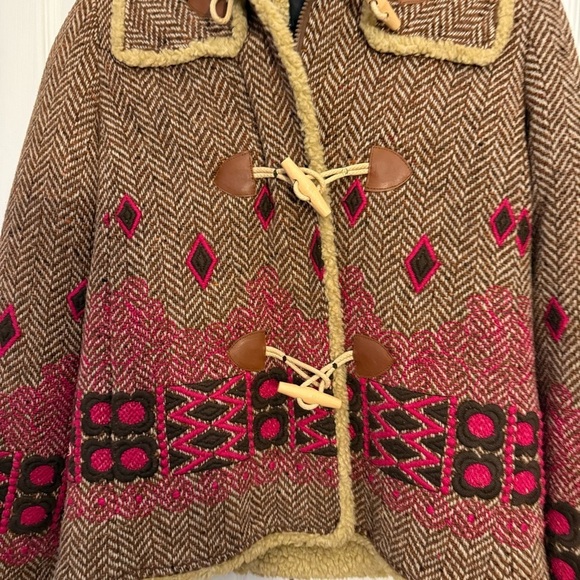 Anna Sui Wool Embroidered Art to Wear Cozy Hooded Zip Jacket 2 - Picture 2 of 8